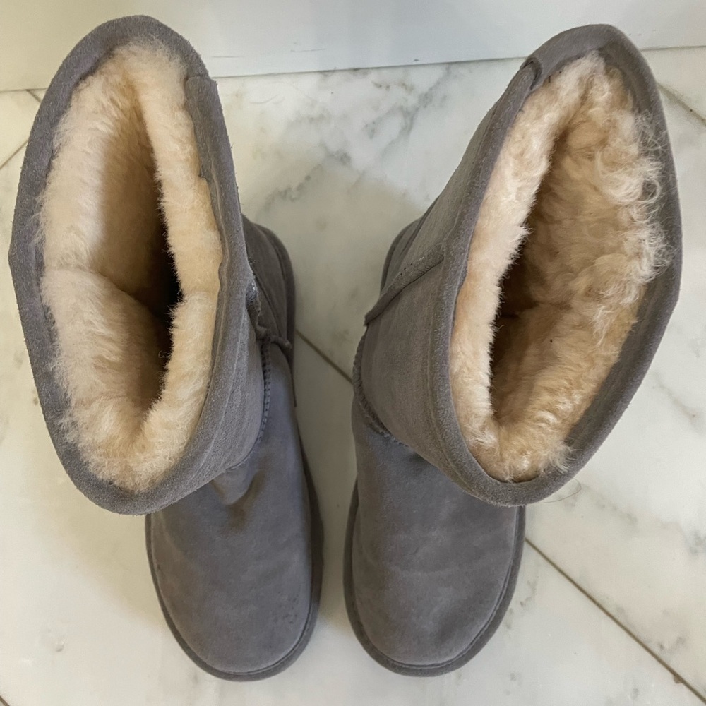 BearPaw, women’s size 10 gray sheepskin suede leather fleece line comfort boots - Picture 5 of 15